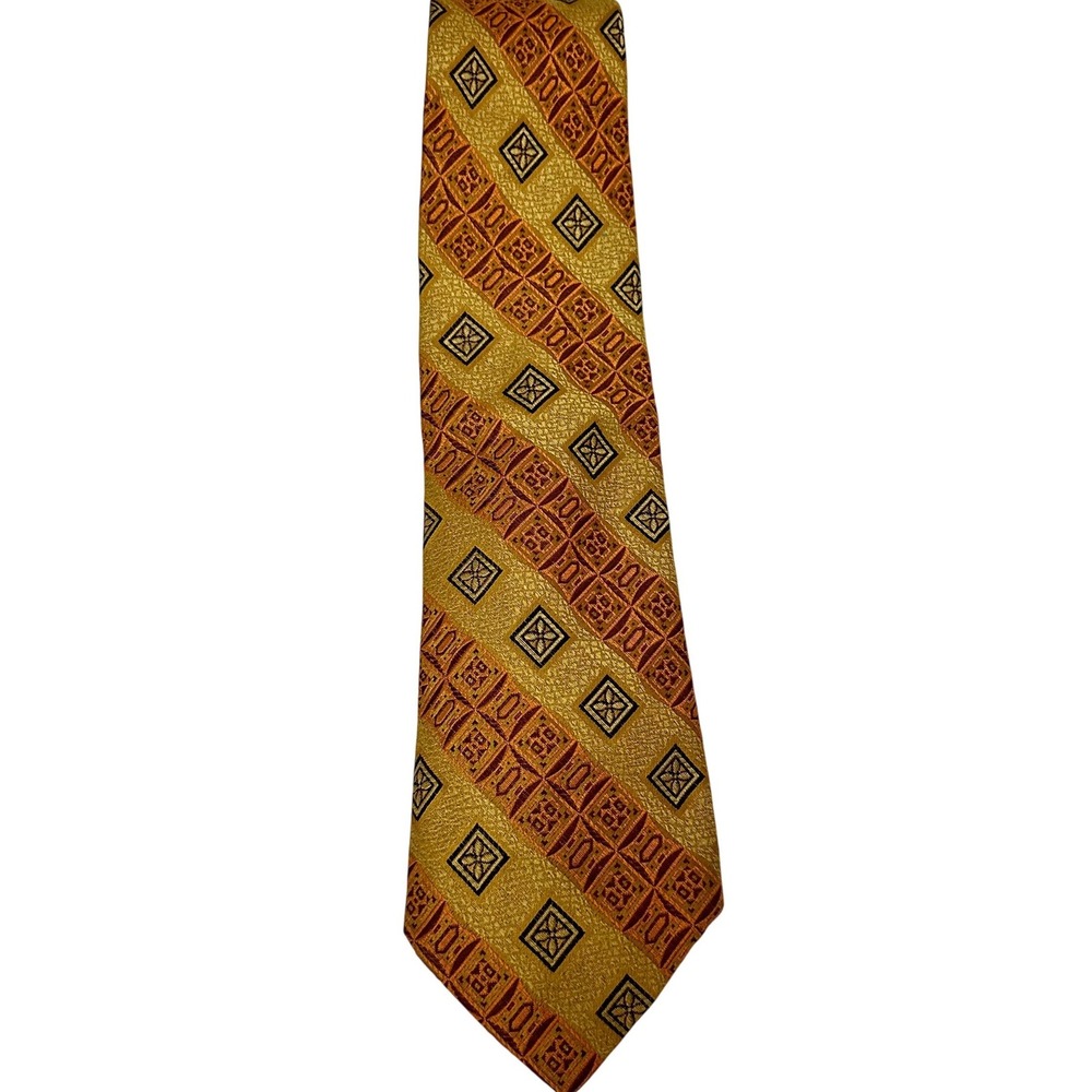 Towncraft Par Excellence Vintage Gold Geometric Silk Blend Wide Tie Penneys